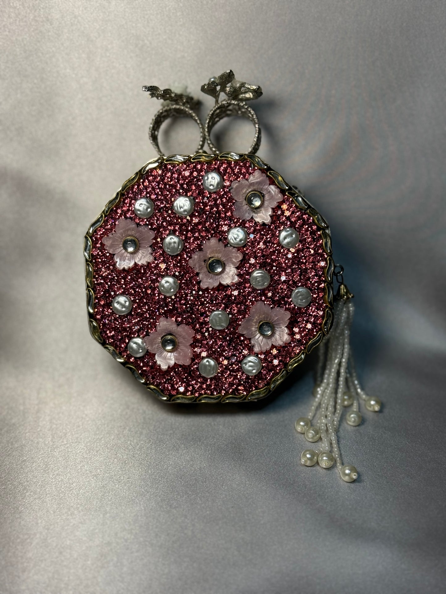 Pink Turkish Clutch - Silver