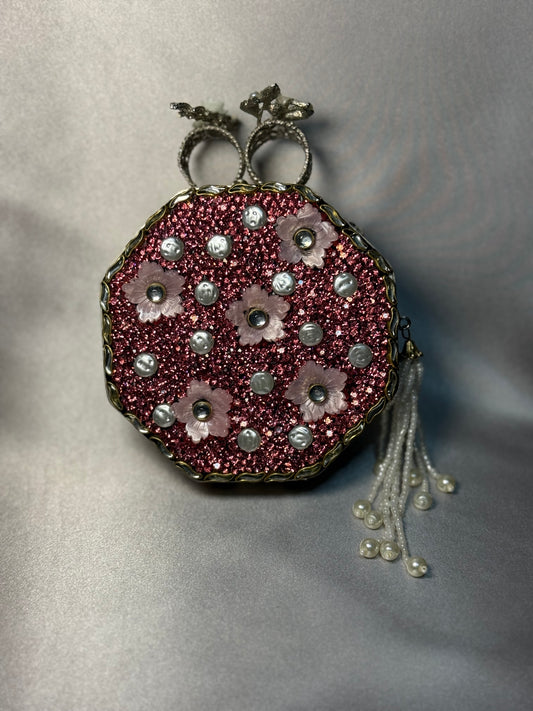 Pink Turkish Clutch - Silver