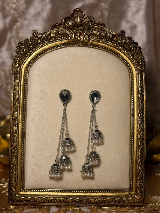 Triple Jhumka - Silver