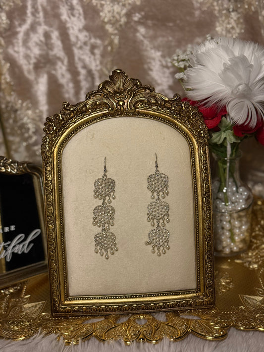 3 Heart Earrings- Silver