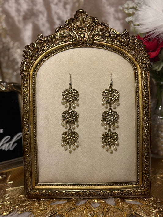 3 Heart Earrings - Gold