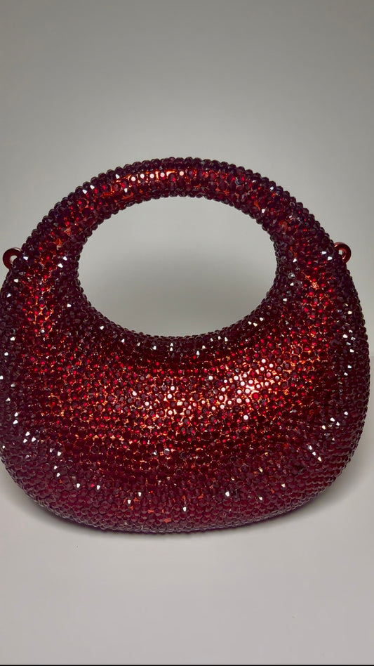 Maroon Rhinestone Clutch