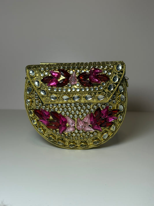 Gulaabi Kundan Clutch