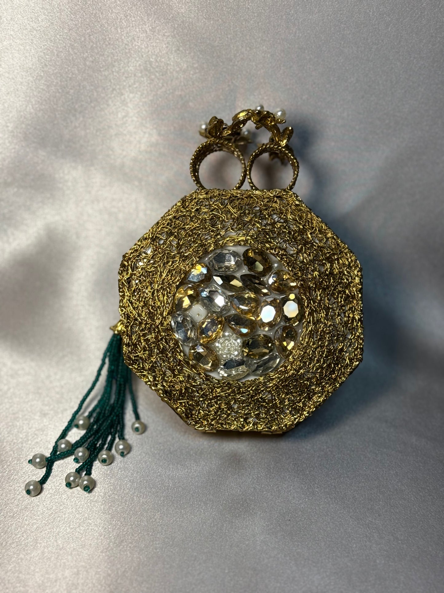 Emerald Green Turkish Clutch - Gold