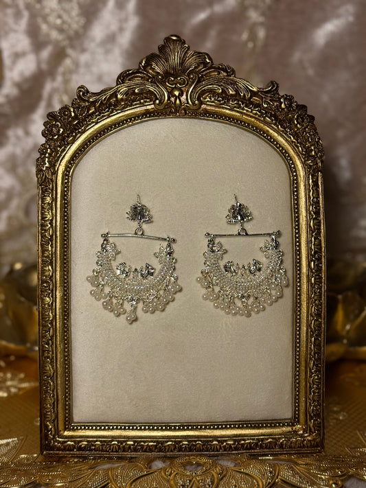Peacock Earrings - White