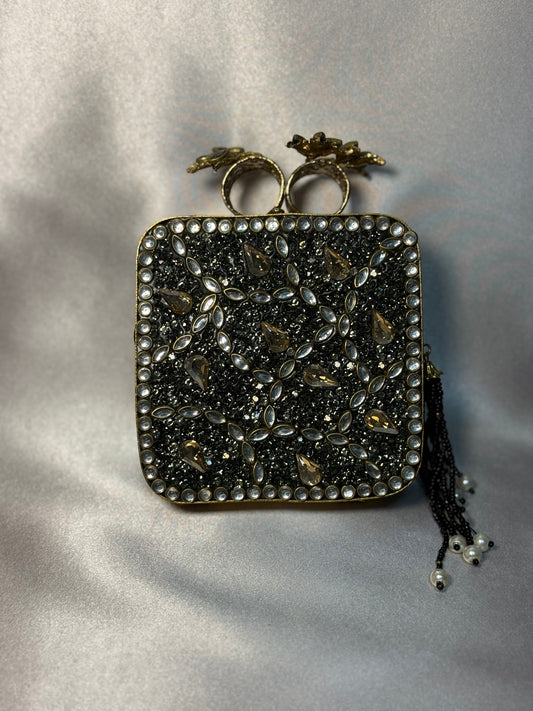 Black/Grey Turkish Clutch - Gold