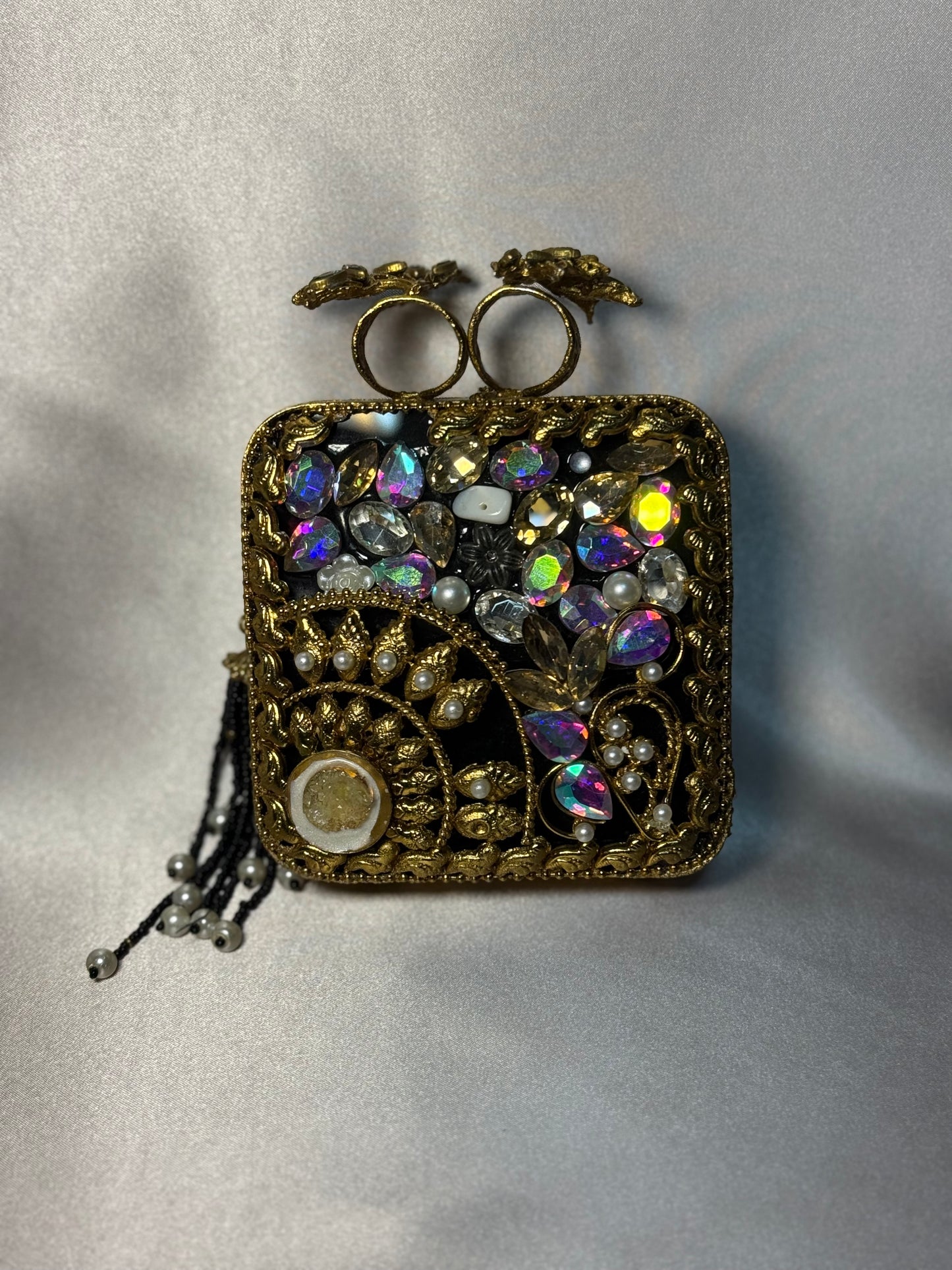 Black/Grey Turkish Clutch - Gold