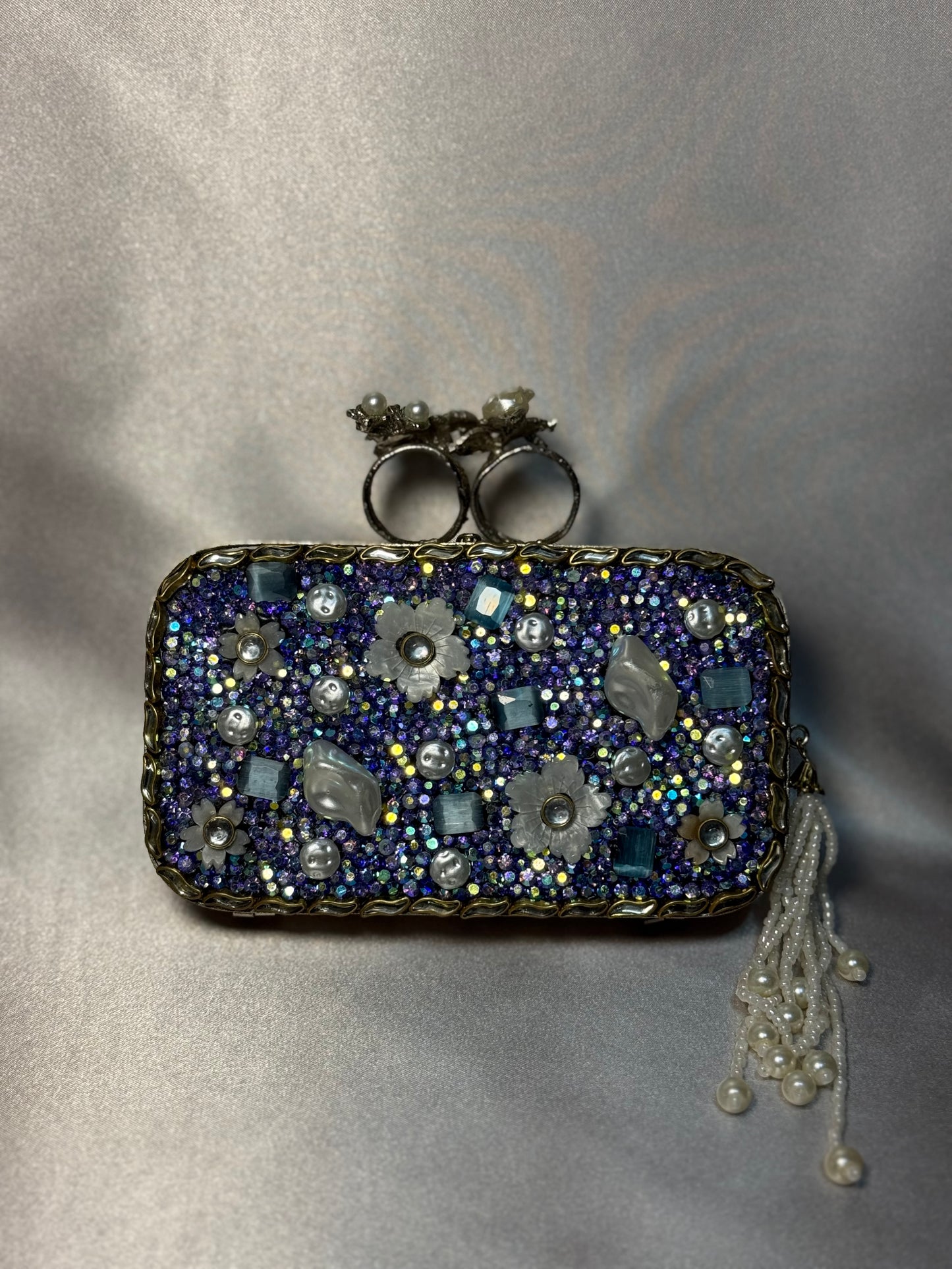 Light Blue Turkish Clutch - Silver