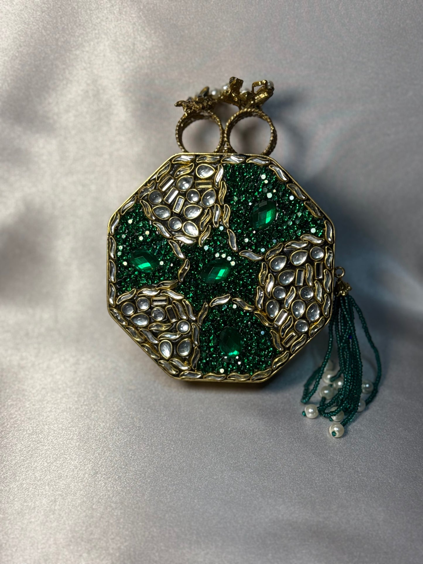 Emerald Green Turkish Clutch - Gold