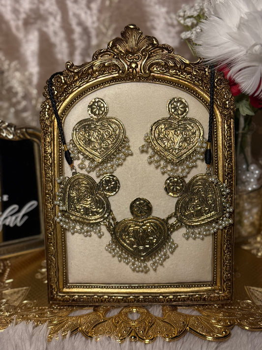 Heart Choker Set - Gold