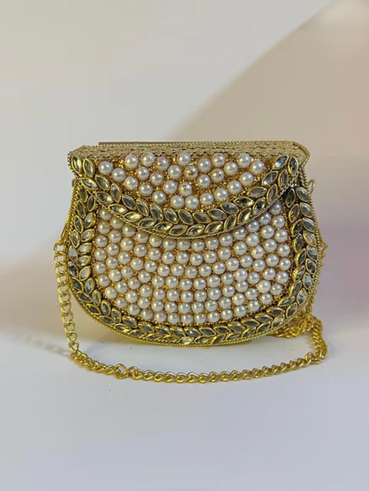 Maharani Pearl Kundan Clutch