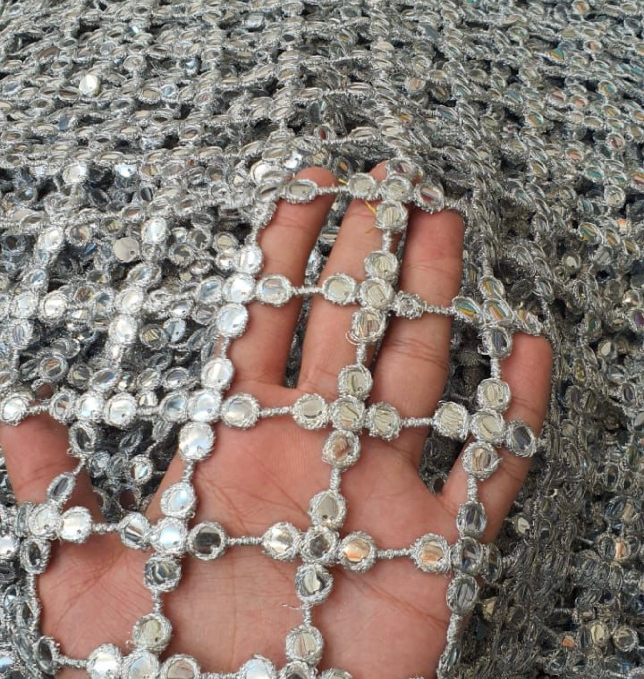 Posheeda Sheesh Dupatta - Silver