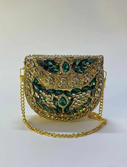 Maharani Emerald Kundan Clutch