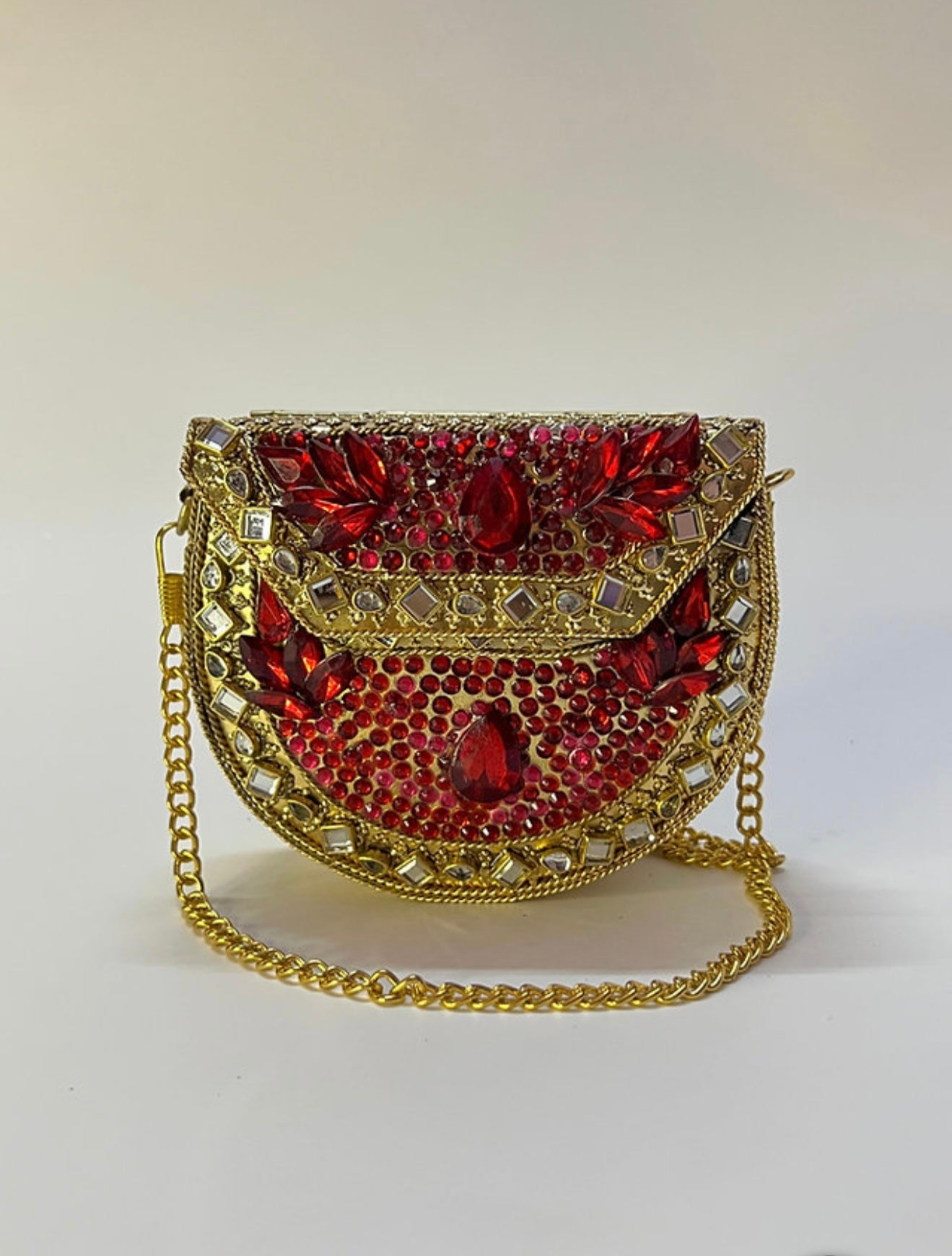 Maharani Red Kundan Clutch