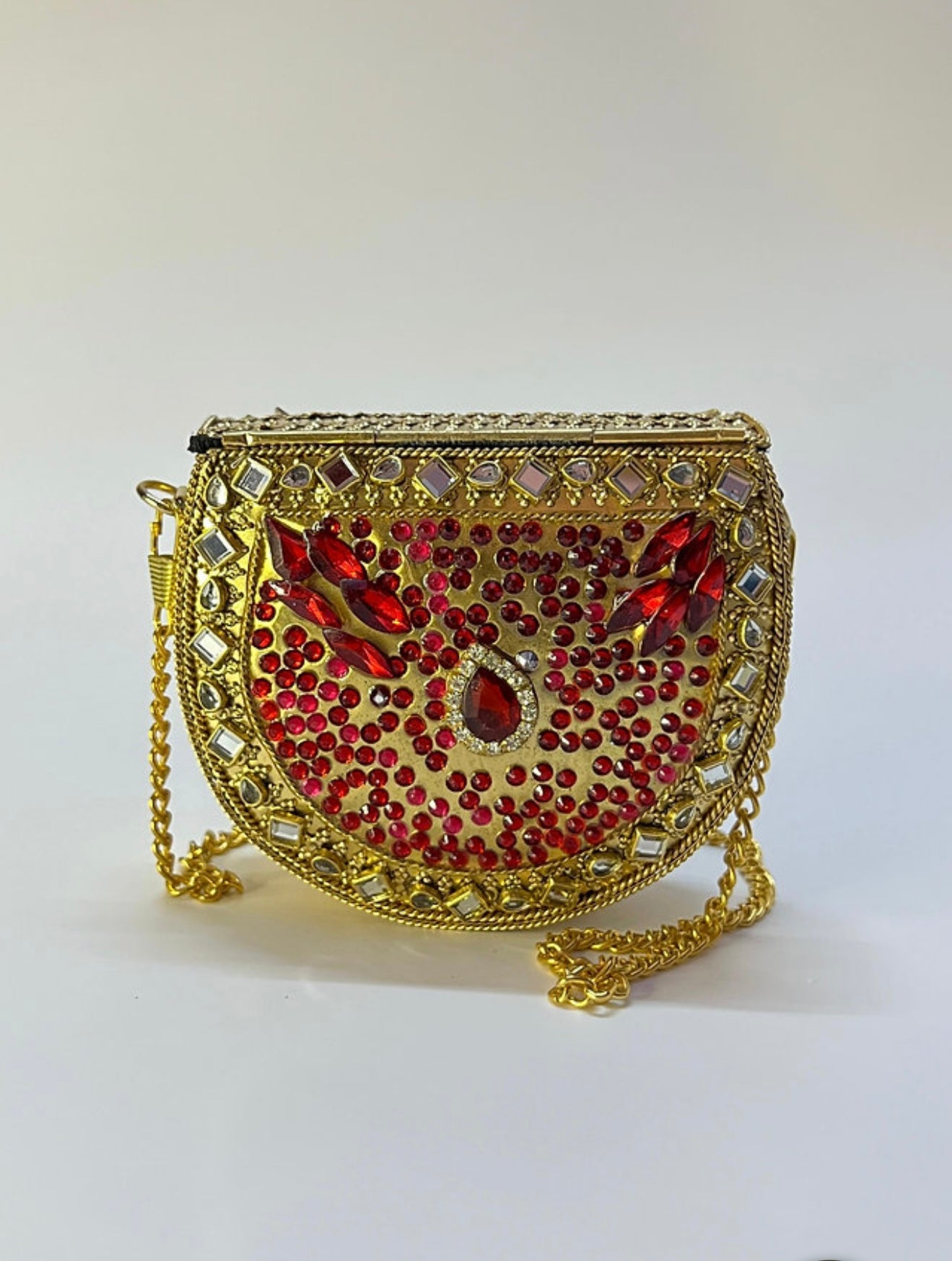 Maharani Red Kundan Clutch